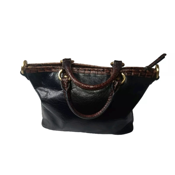 Brahmin Mini Arno Satchel Bag  Tuscan Black Tri-Texture Small Handbag MSRP $228 - Picture 3 of 9